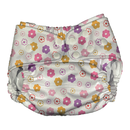 Handdrawn Spring Doodle Flower Waterproof Diaper Cover | Reusable Swimmer